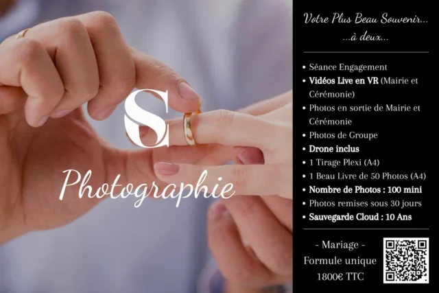 Votre Mariage, votre plus beau souvenir à deux 😍
Ne perdez plus votre temps à chercher et comparer 15 000 photographes qui vous propose 36 000 options pour immortaliser votre amour 🙄.
Je vous propose une formule complète à tarif unique : 1800€ TTC
Possibilité de paiement en plusieurs fois avant le D-Day.
Je reste disponible pour vous rencontrer et vous présenter mes réalisations antérieures au préalable 🤗

Stéphane CHASSAGNON Photographie
Une marque du Groupe Stéphane CHASSAGNON
https://linktr.ee/chassagnon.stephane